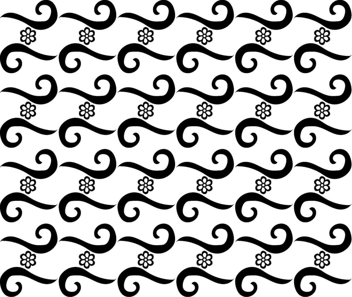Black abstract pattern in the form of flowers and wavy lines on a white background vector
