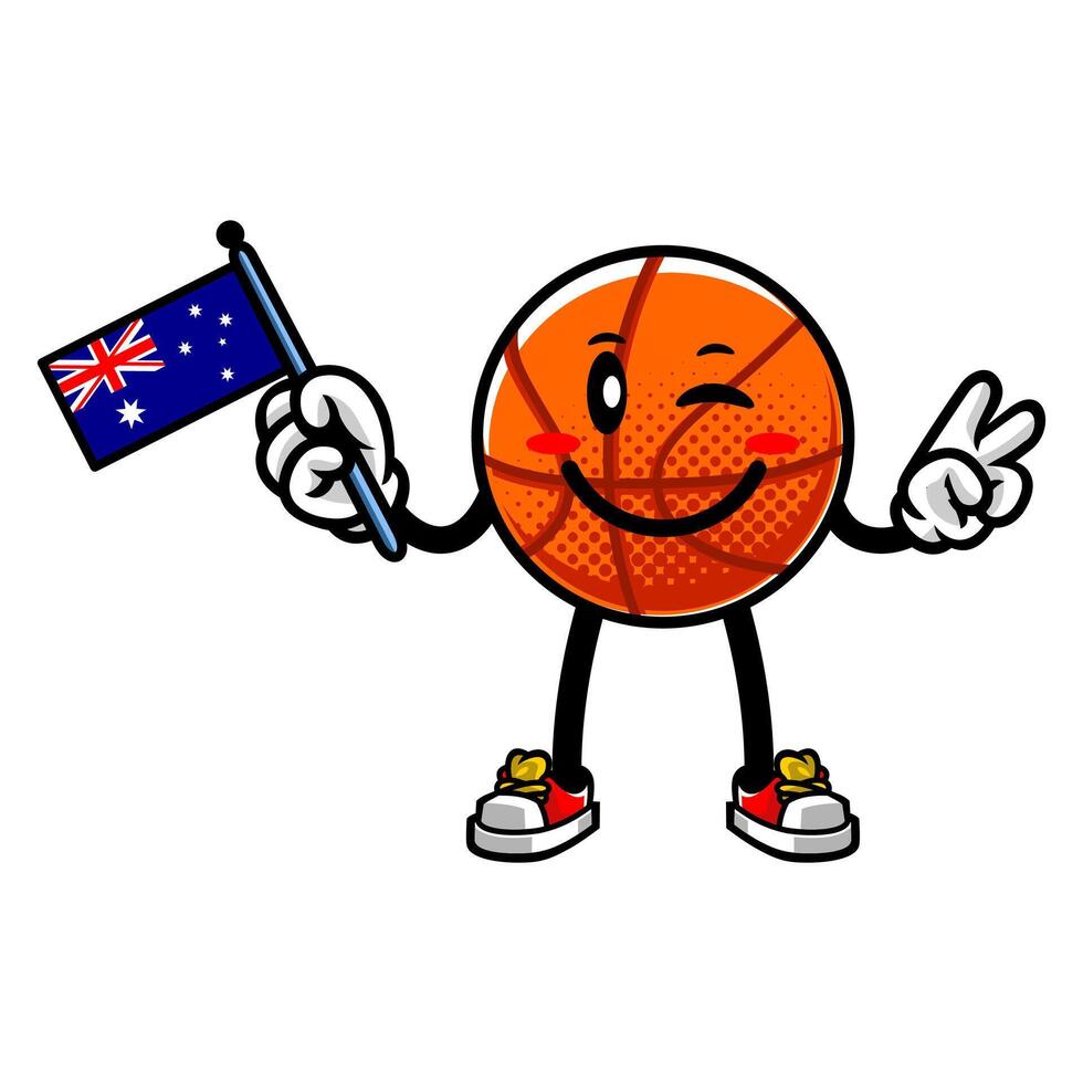 Basketball Mascot Character Holding Australian Flag vector