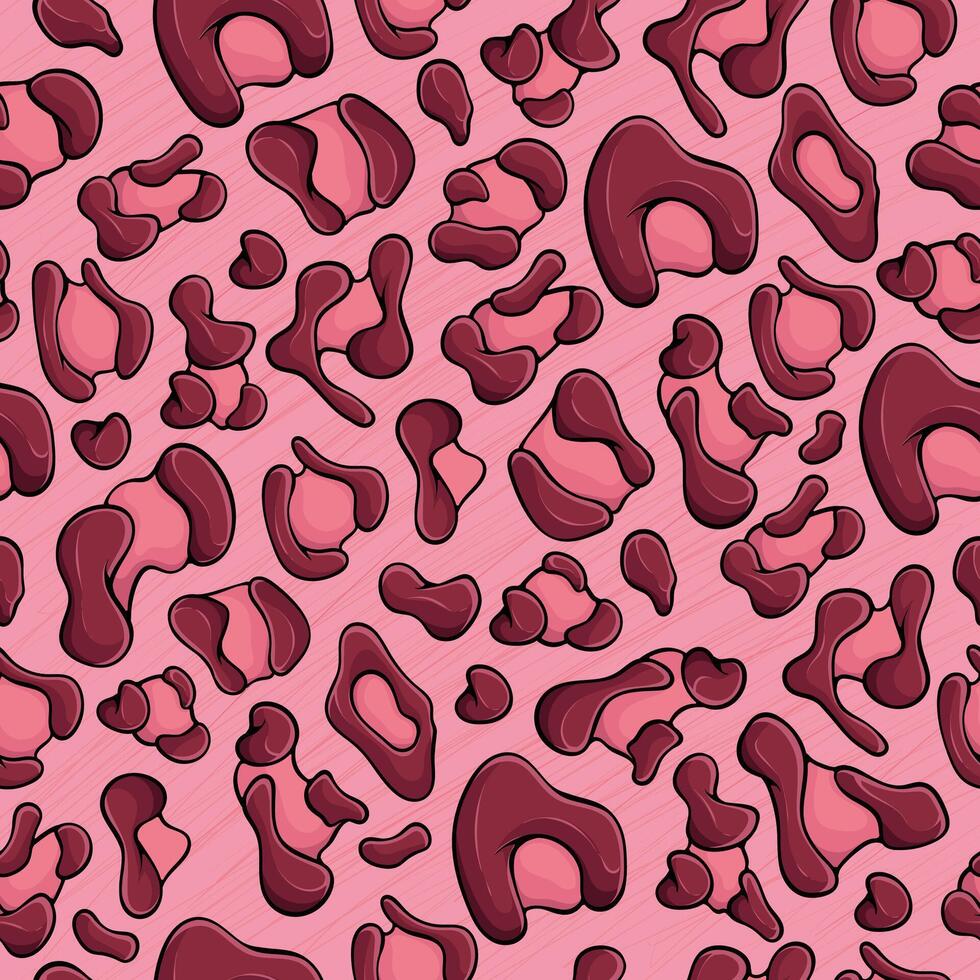 Hand drawn Pink Seamless Leopard skin pattern for Breast cancer awareness month, pink leopard skin vector