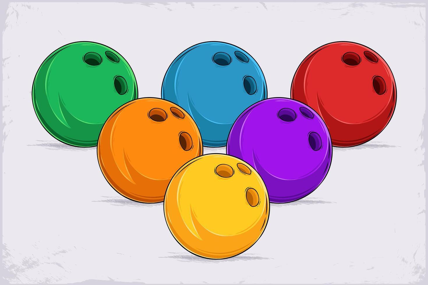 Hand drawn colorful set of bowling balls ready to strike isolated on white background vector