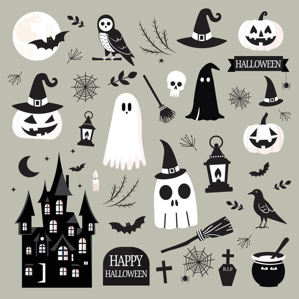 Halloween element set collection flat design vector
