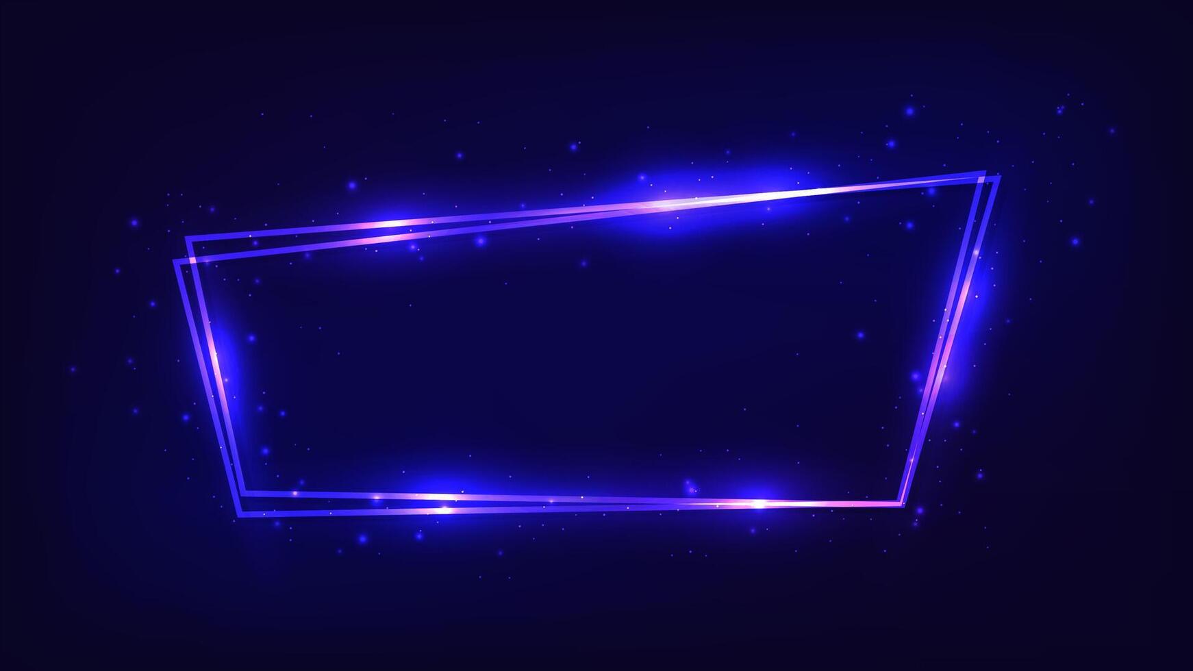 Neon double frame with shining effects vector