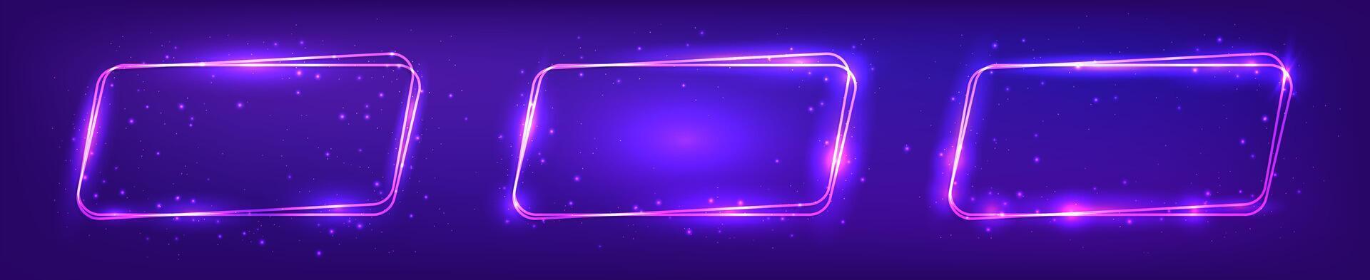 Neon double rounded parallelogram frame vector