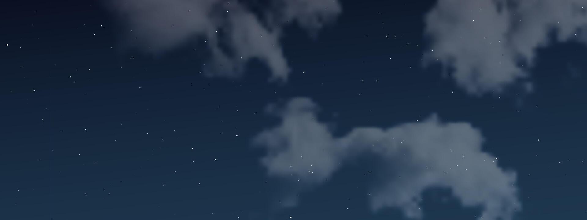 Night sky with clouds and many stars vector
