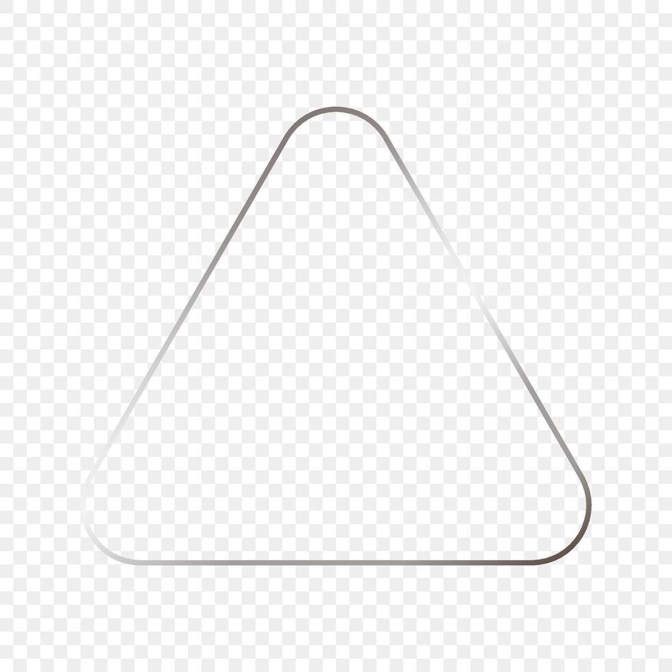 Silver glowing rounded triangle frame vector