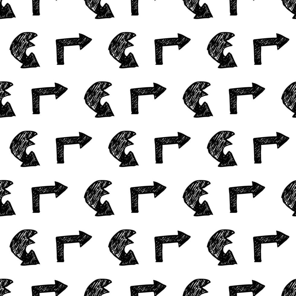 Seamless pattern with black hand drawn arrows vector