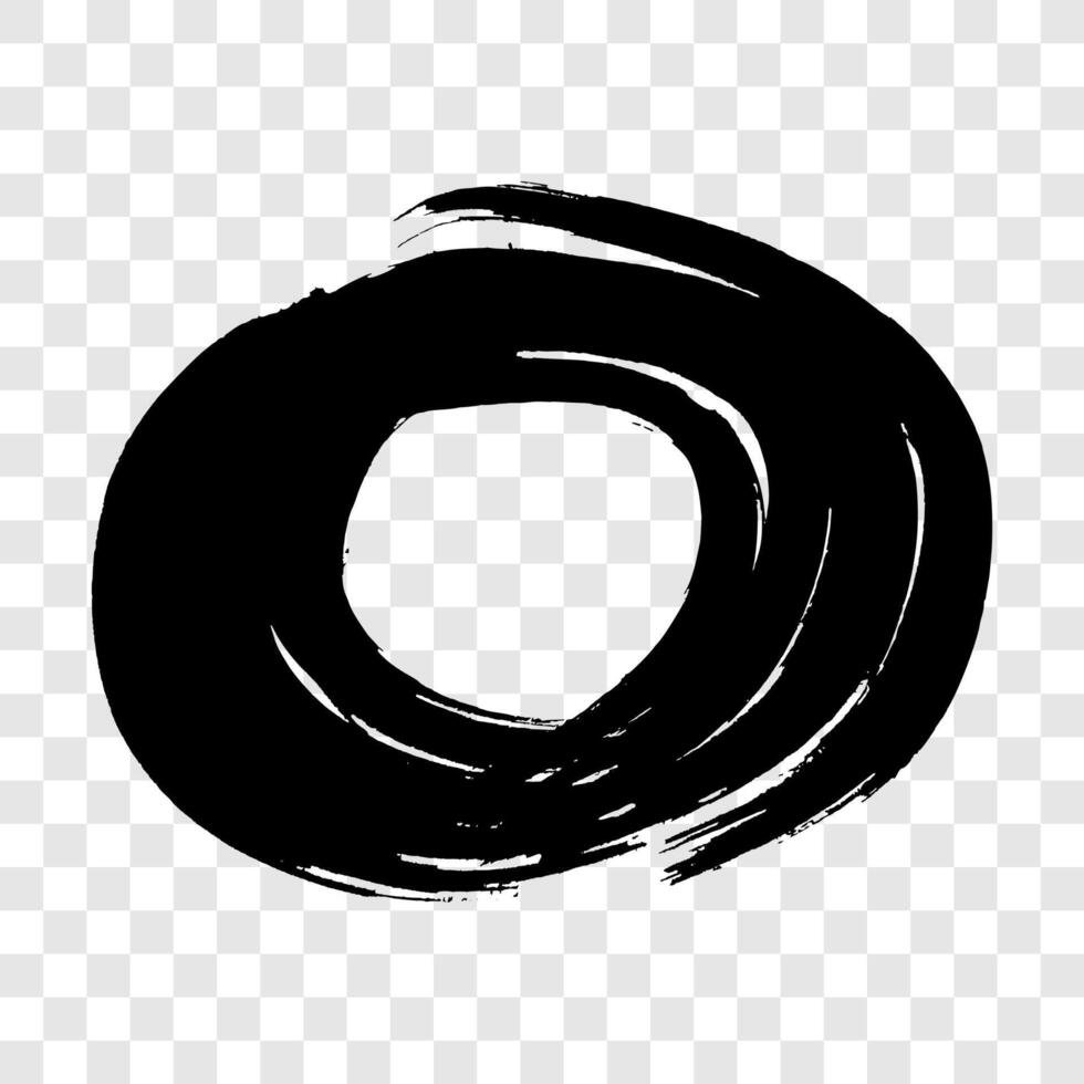 Black grunge brush strokes in circle form vector