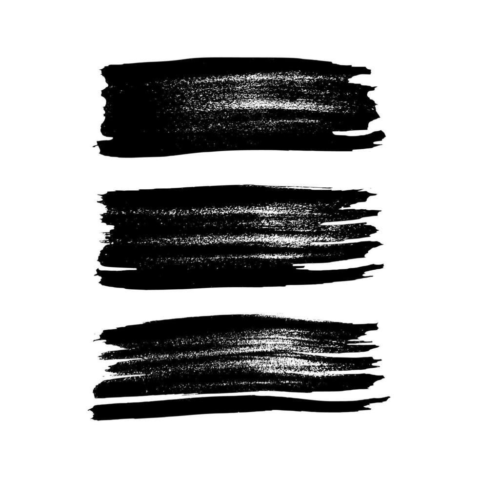 Set of black hand drawn brush strokes vector