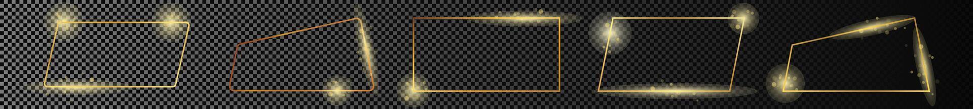 Gold glowing different geometric shape frame vector