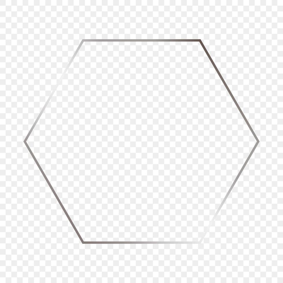 Silver glowing hexagon frame vector