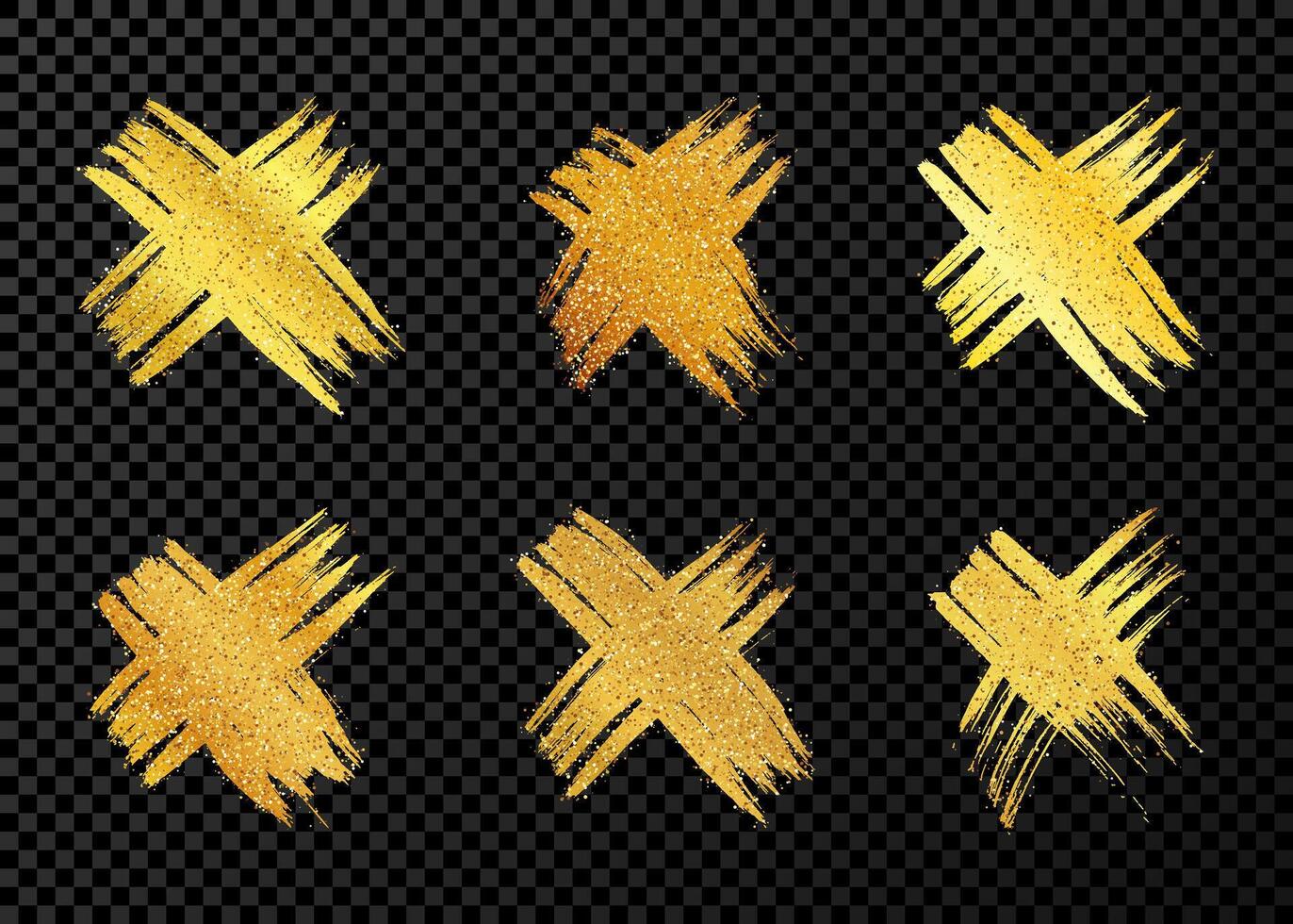 Gold hand drawn cross symbol vector