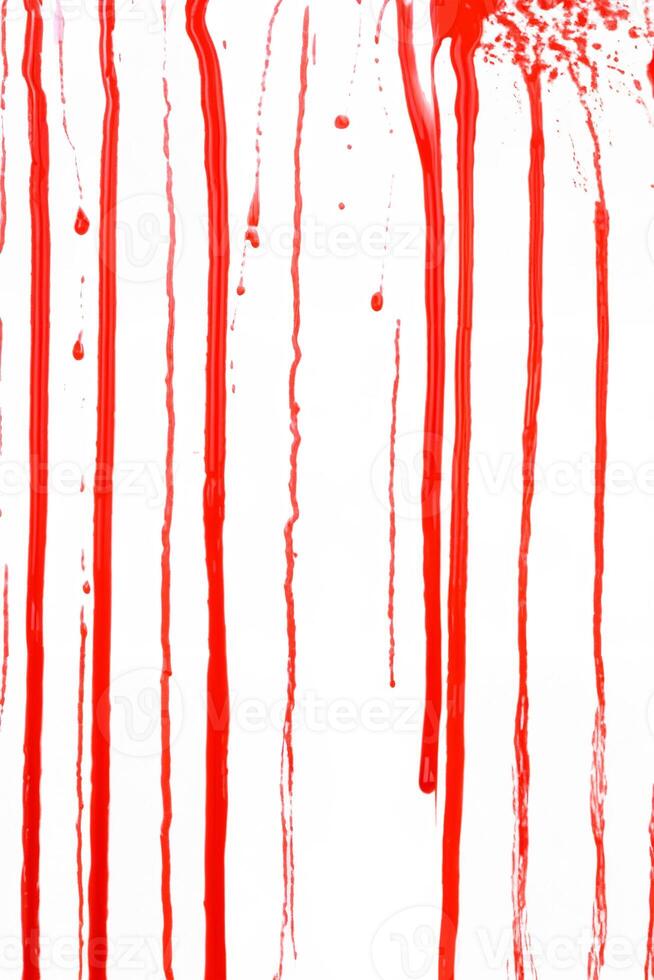 Red Blood Drops and Drips Isolated on White Background photo
