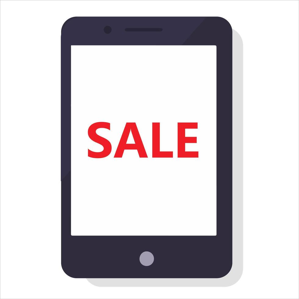 A smartphone screen, word SALE in red letters vector