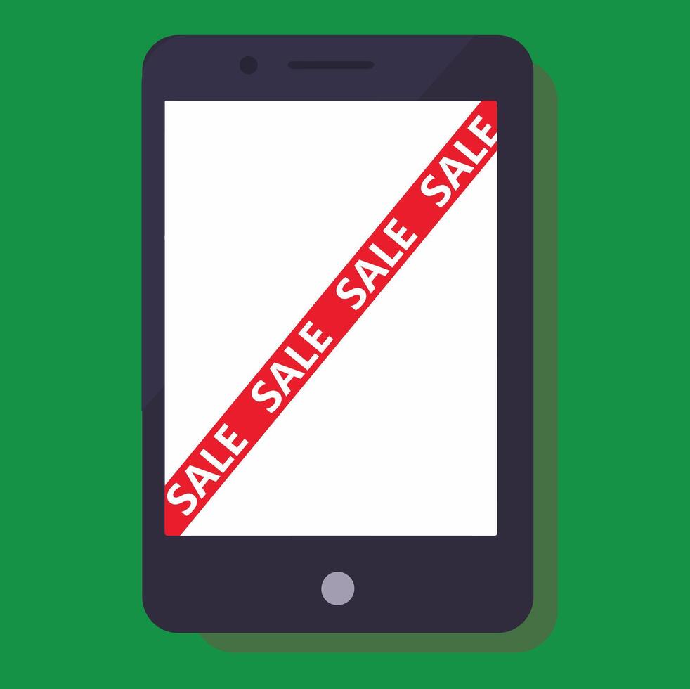 Smartphone with Sale Banner on Green Background vector