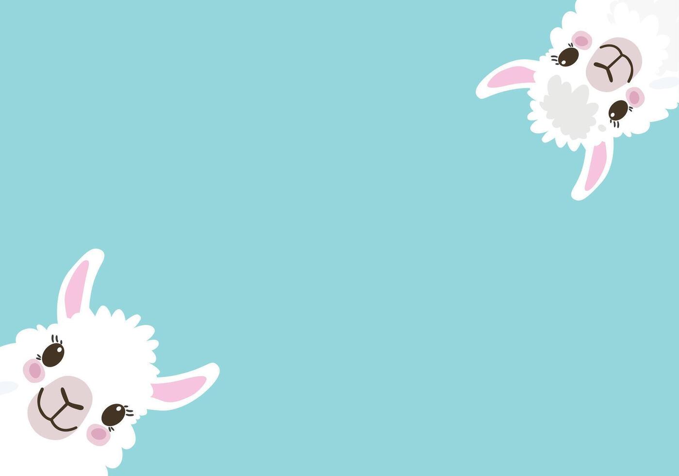 Two Flat Llamas on Blue Background vector
