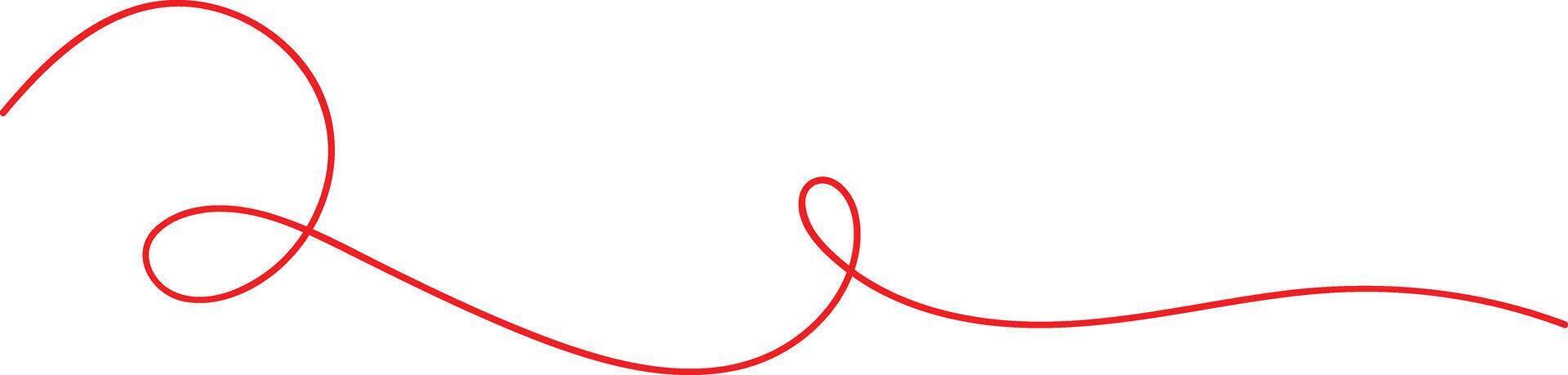 Curved red line drawing in a minimalist style, vector