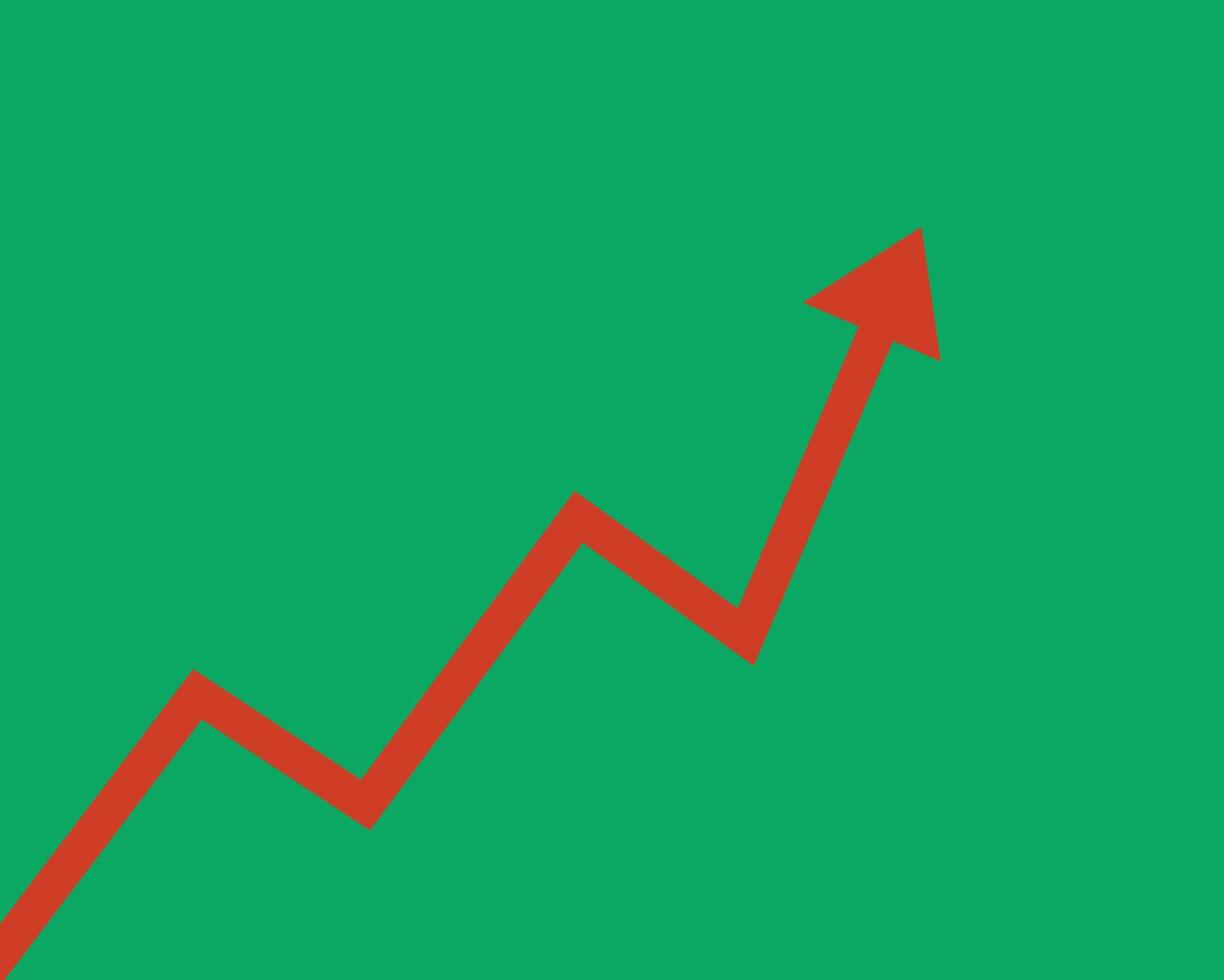 Red Arrow Upward Trend on Green vector