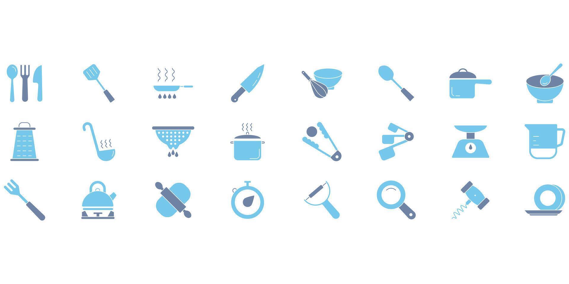 Kitchen utensils icons set. Set of editable stroke icons.Set of Kitchen utensils vector