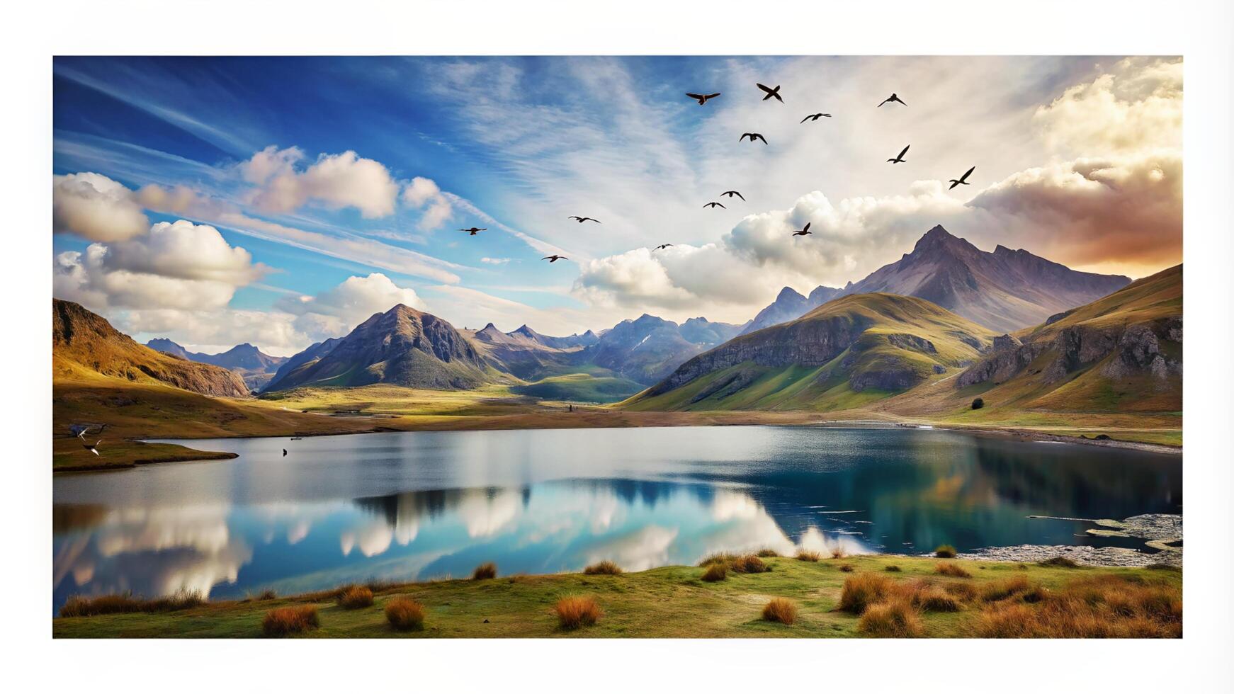 lake and mountains photo