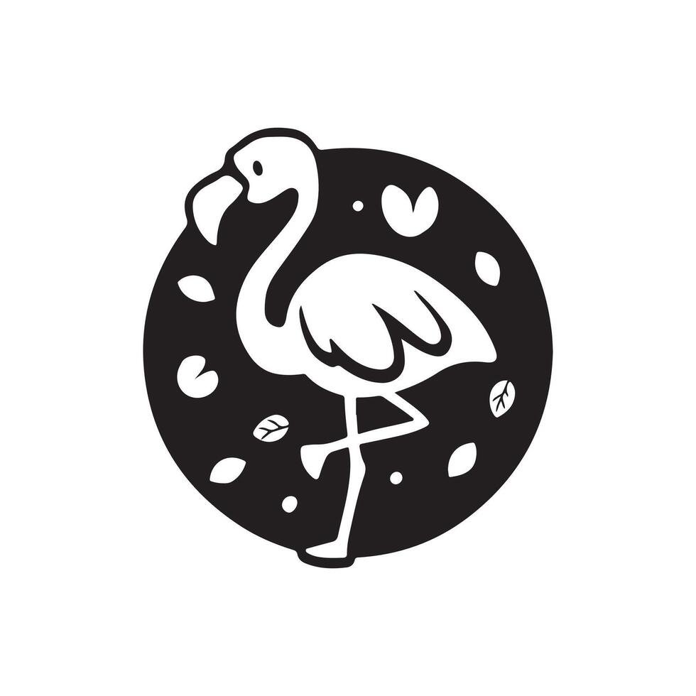 flamingo bird , art silhouette design black and white template vector