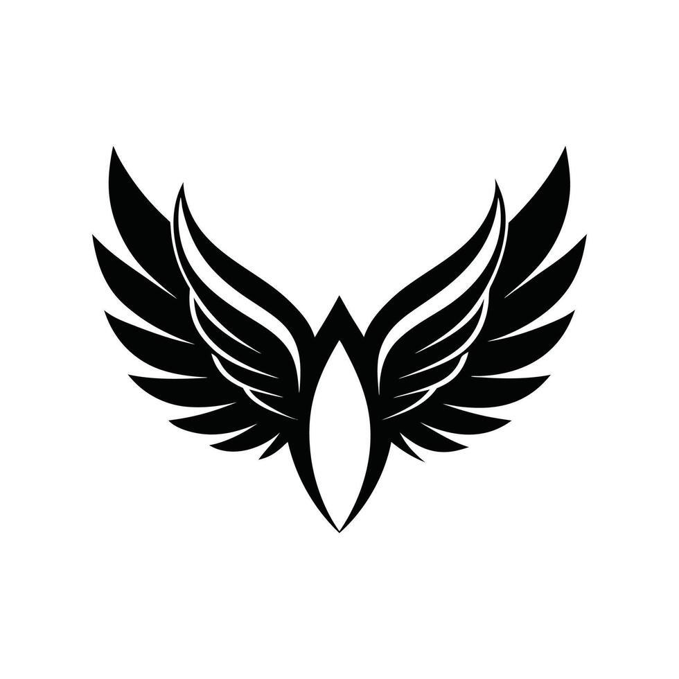 wings , art, silhouette black and white design template logo vector