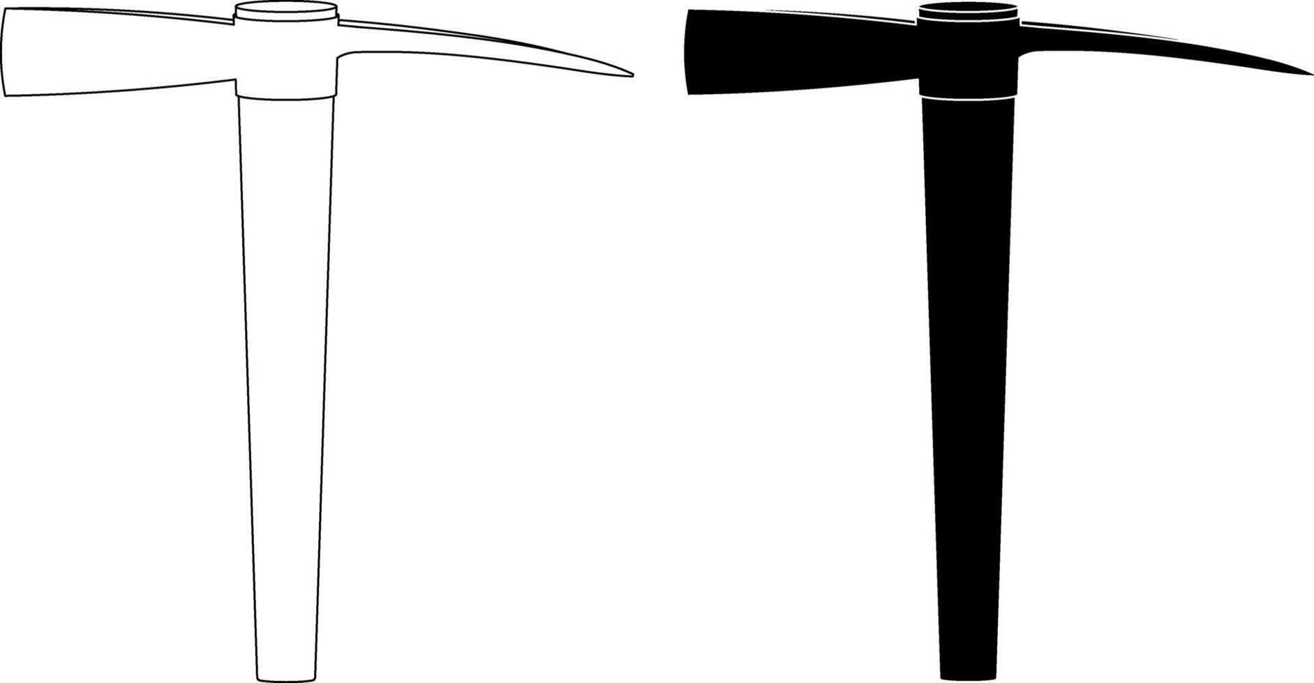 outline silhouette Mattock icon set vector