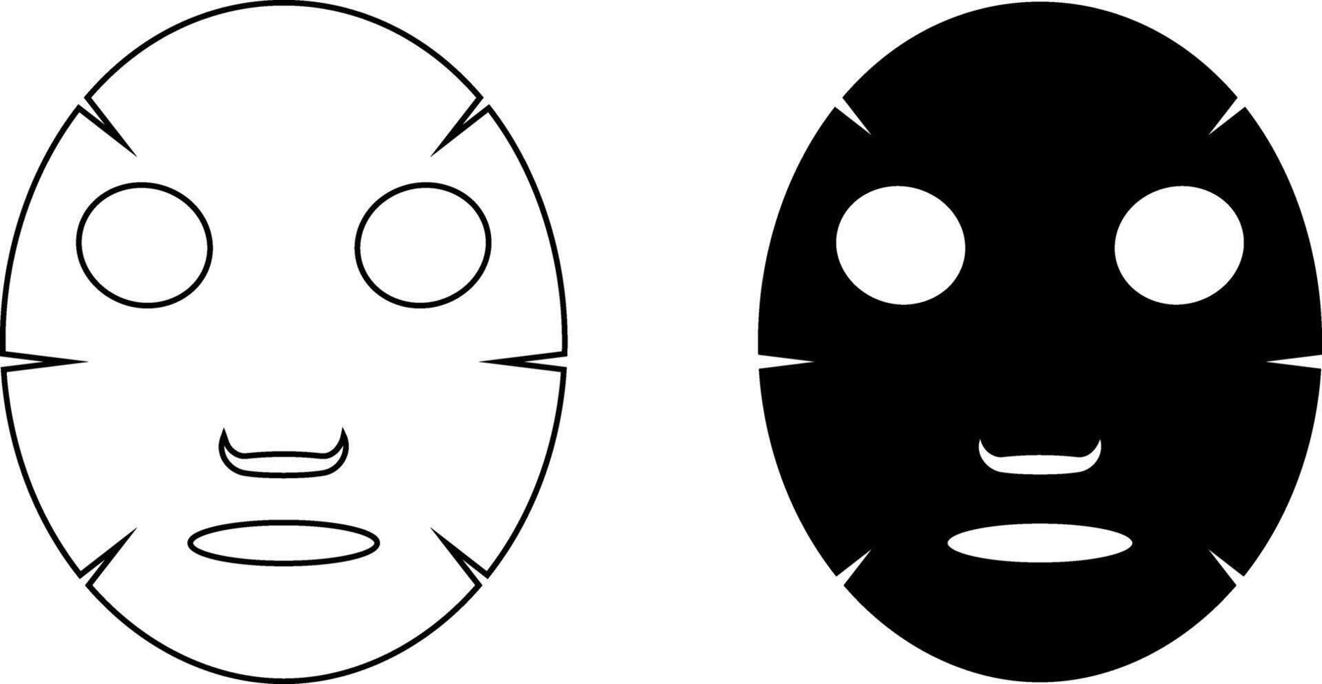 outline silhouette facial mask icon set vector