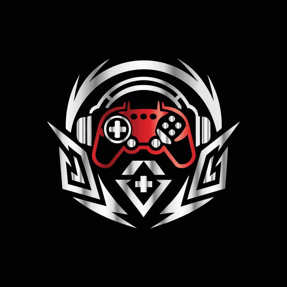 a game controller with a red and black design vector
