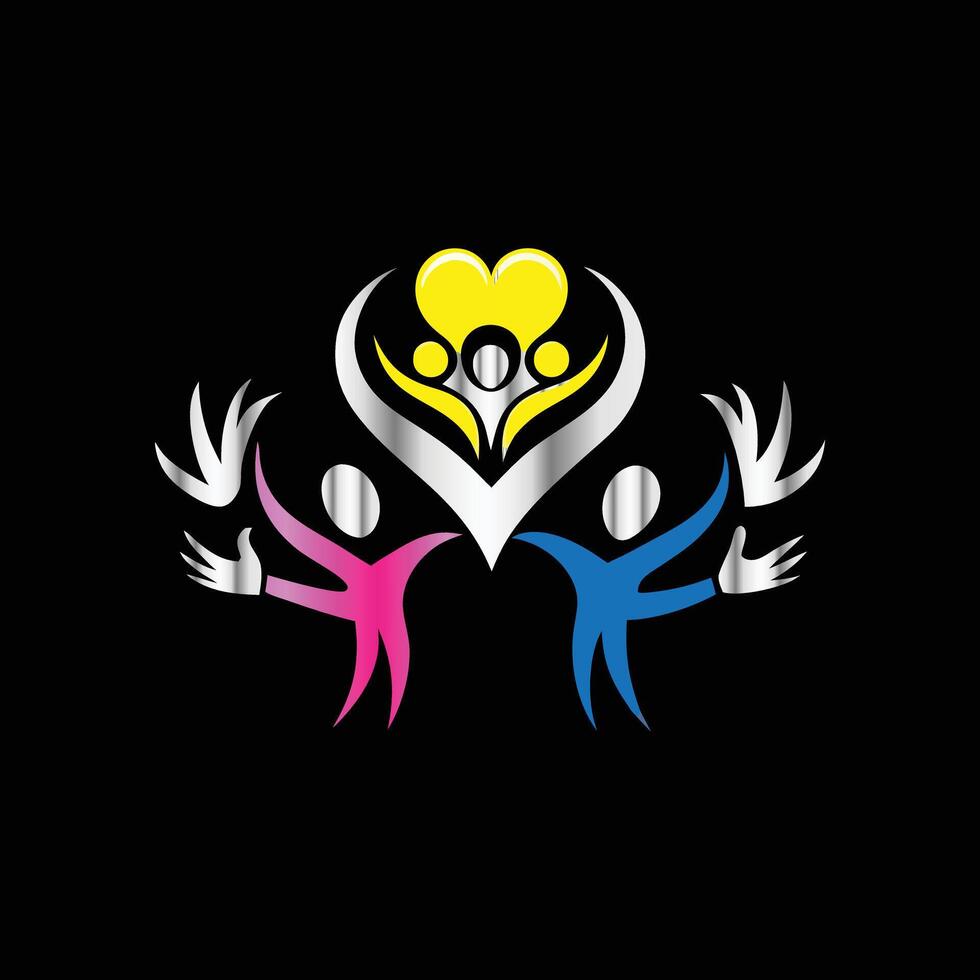 a logo for a family with two people holding hands vector