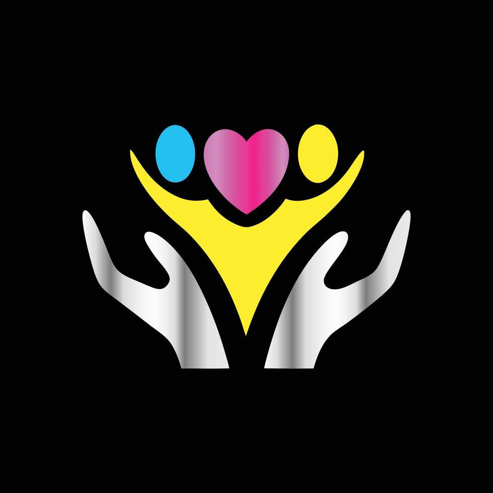 a logo with two hands holding a heart vector