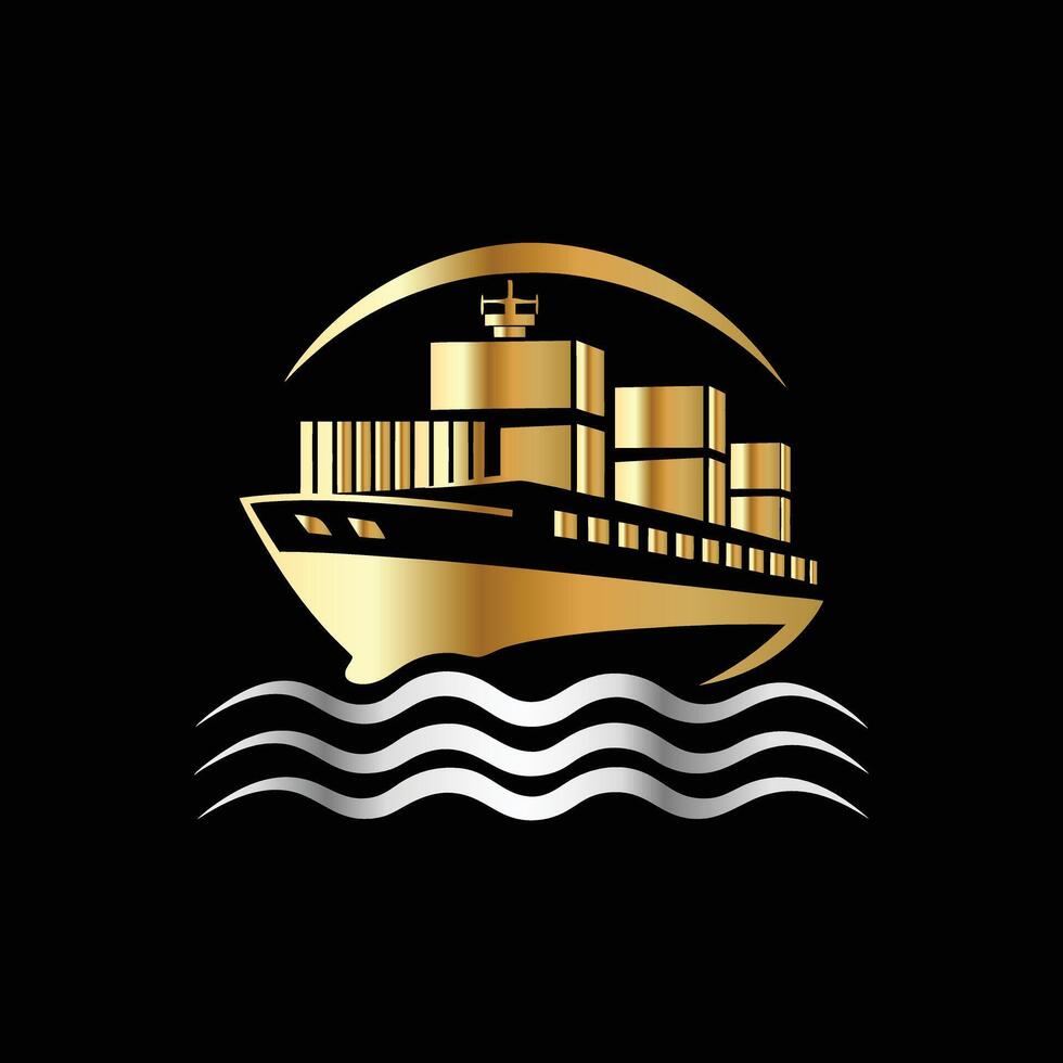 a gold and black logo for a shipping company vector