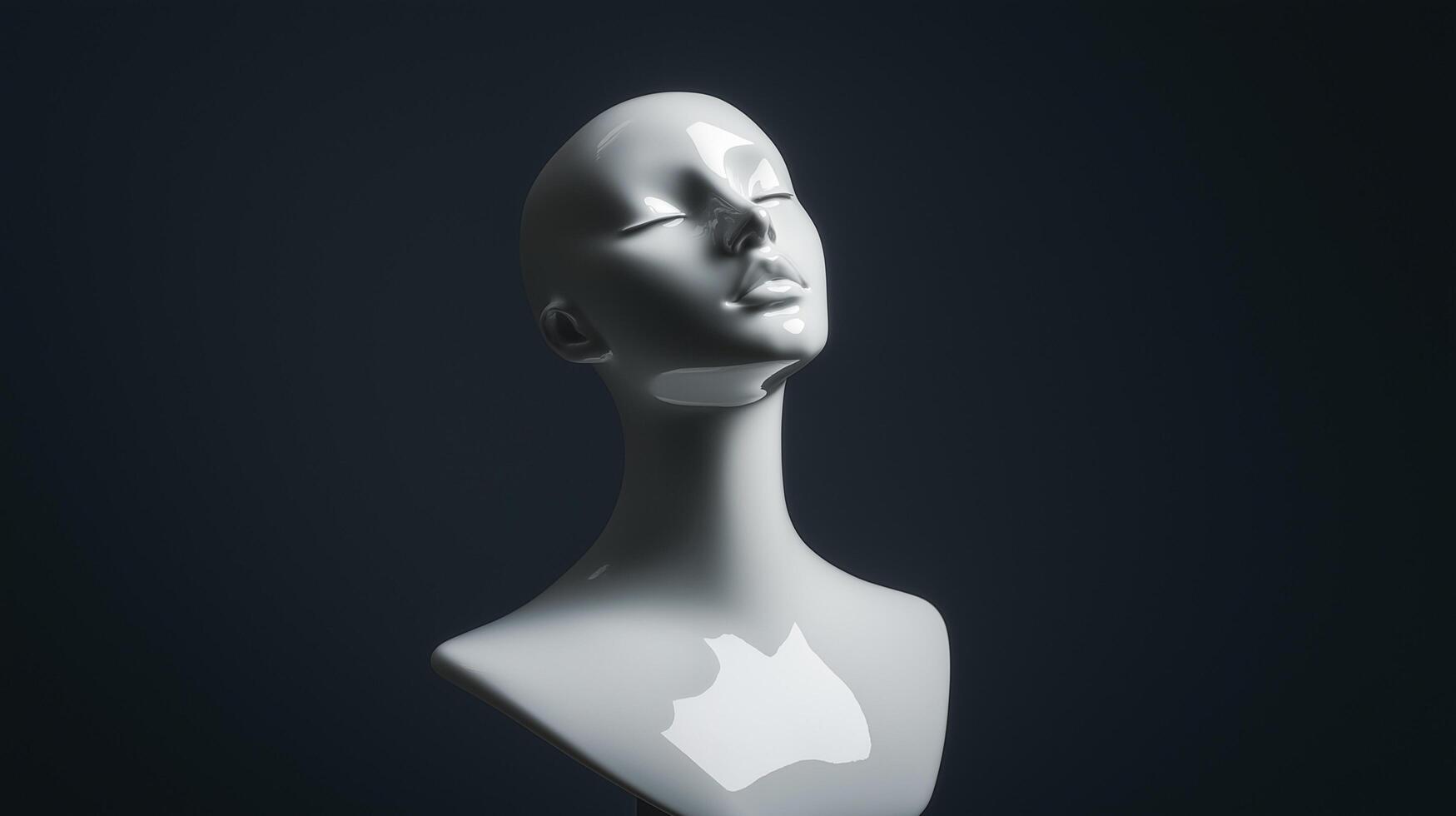 Shiny grey mannequin on a black background photo