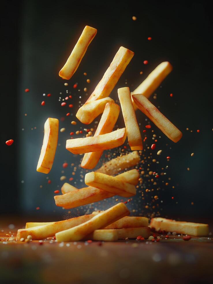French Fries as Dominoes in Mid-Fall photo