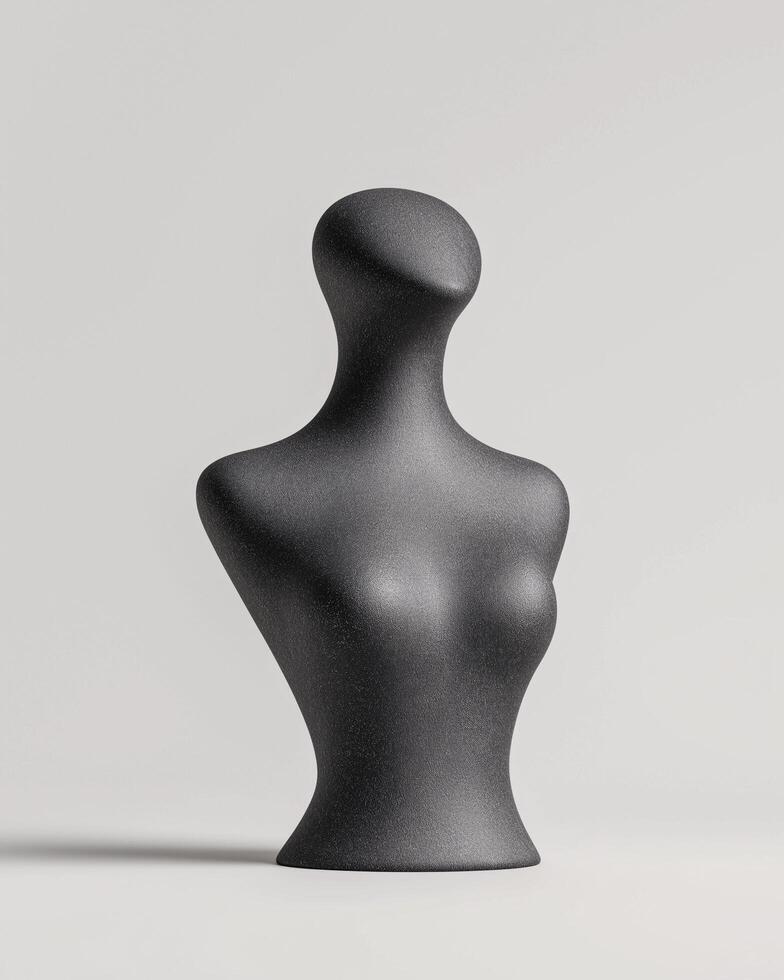 Sleek Black Mannequin Bust on Minimalist Background photo