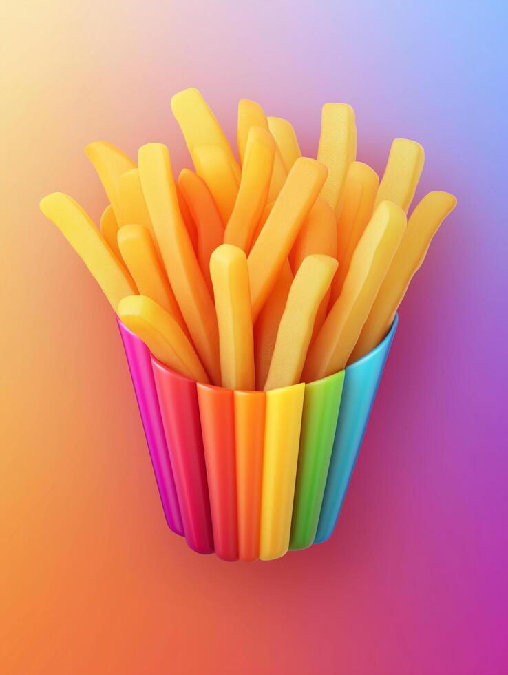 Rainbow Gradient Effect on French Fries photo