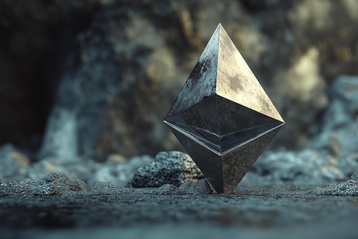 Ethereum ETH Cryptocurrency Metal Logo with Stunning Visuals photo