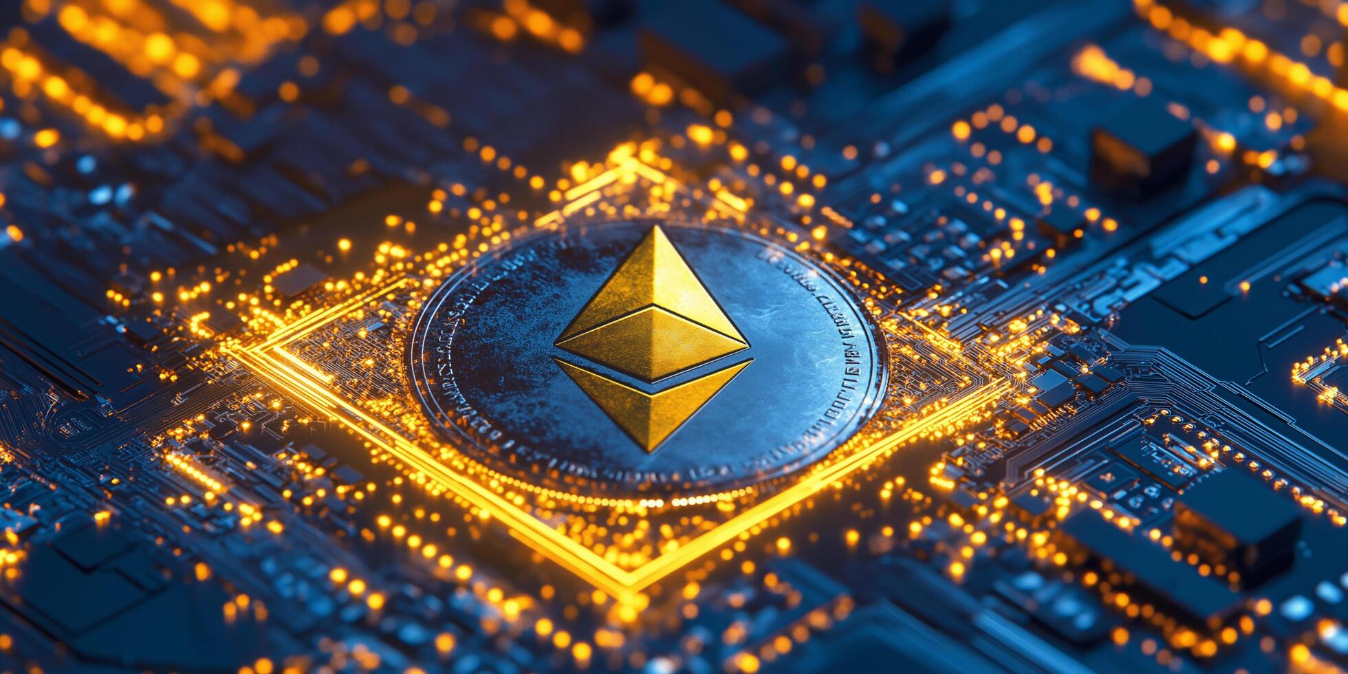 Ethereum Coin Shown as a Digital Blueprint for Development photo