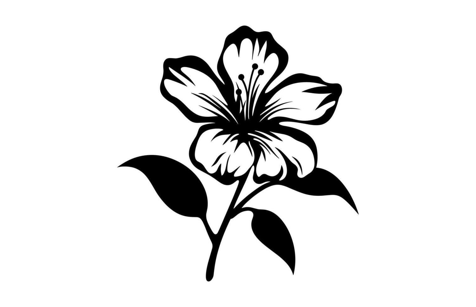 Azalea Flower Silhouette Clipart isolated on a white background vector