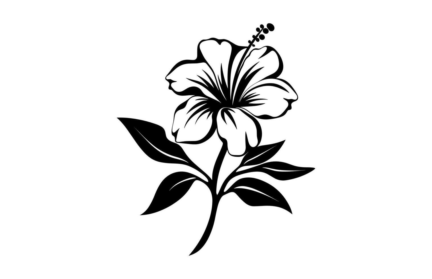 Azalea Flower Black Silhouette isolated on a white background vector