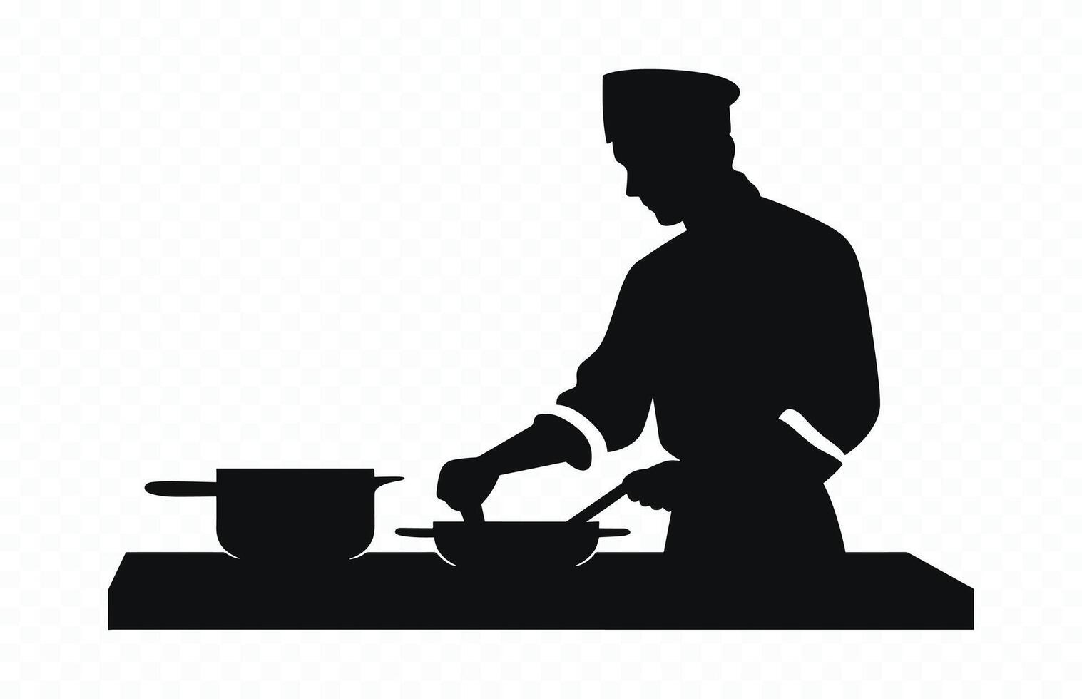 Chef Silhouette Clipart isolated on a white background vector