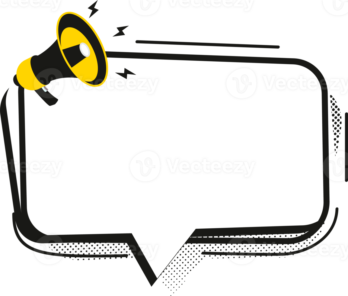 Imaginative speech bubble with megaphone png