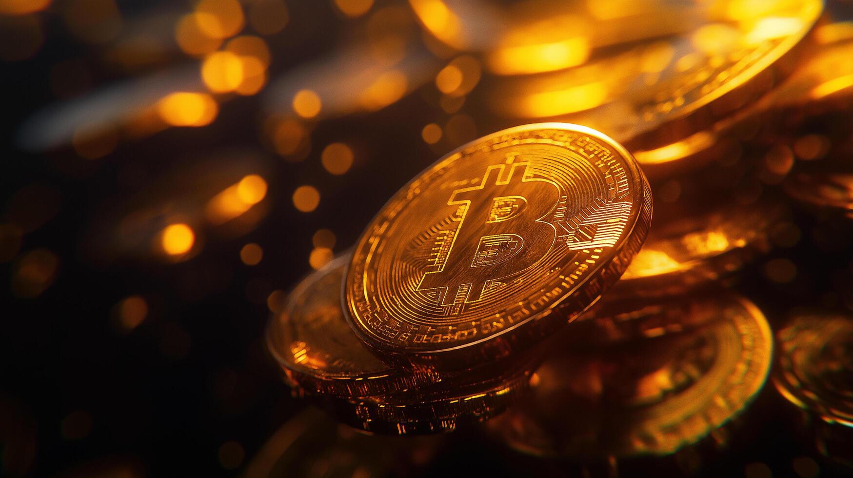 Hyper-Realistic Bitcoin Against a Dark Backdrop photo