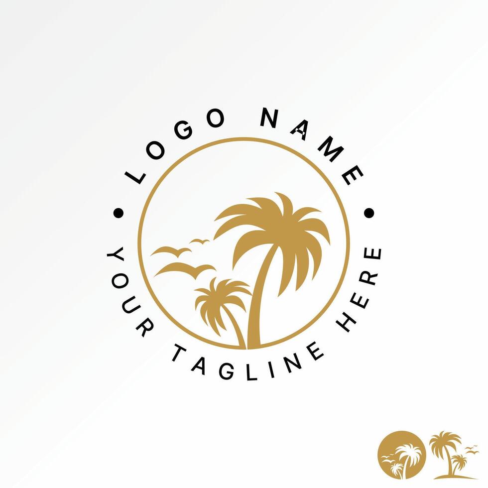Logo design graphic concept creative abstract premium stock unique two plam coconut tree and flying birds. Related island vacation resort suft vector