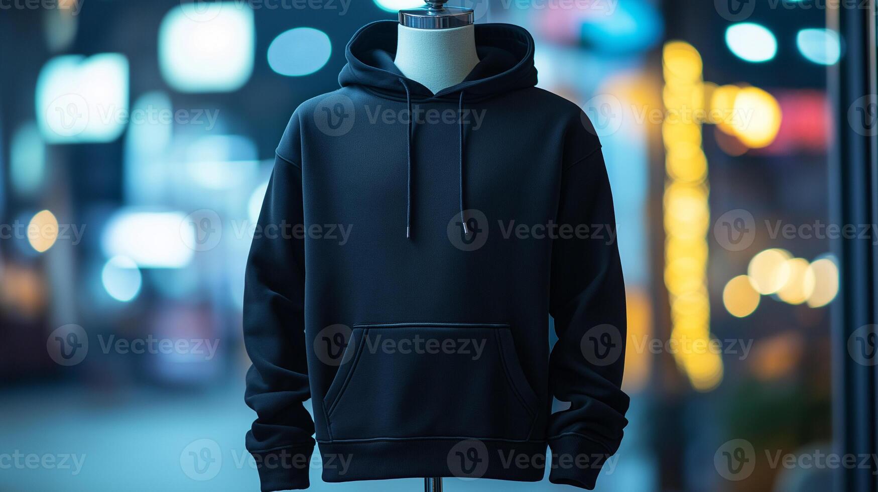 Black Hoodie with Distinctive Custom Details on a Mannequin photo