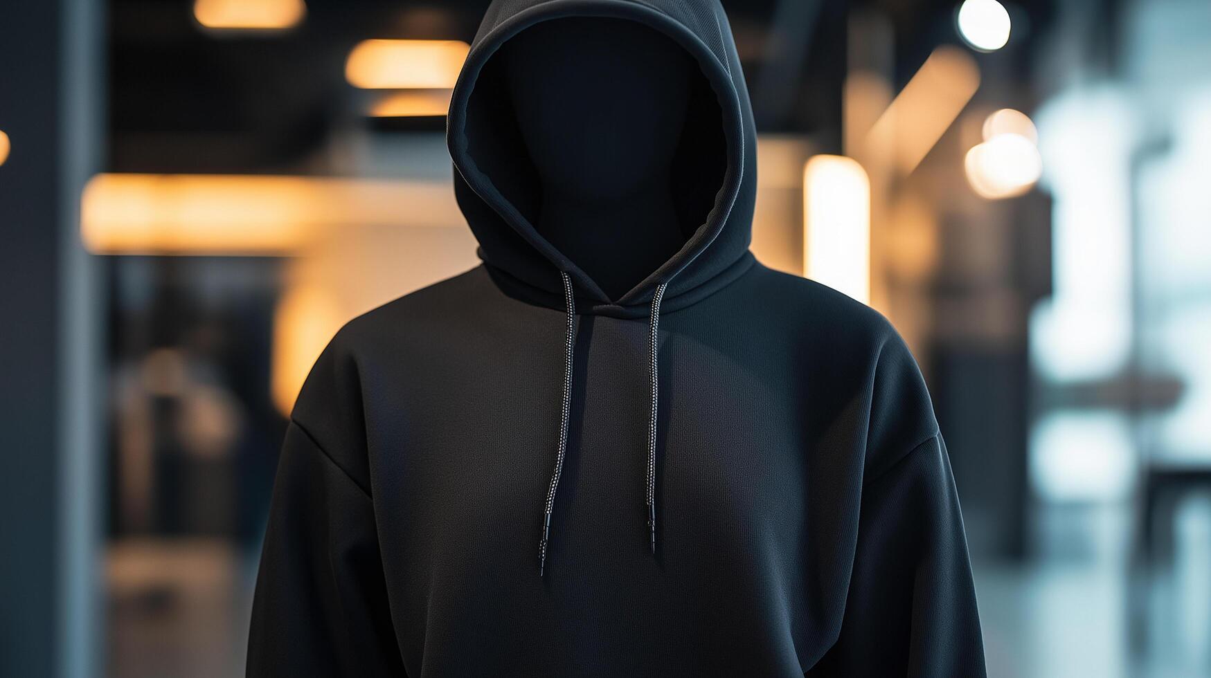 Contemporary Black Hoodie Captured with a Modern Design photo