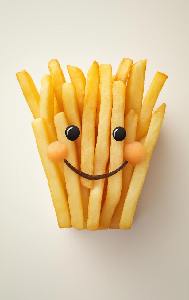 French Fries Forming a Cheerful Smiling Face Design photo