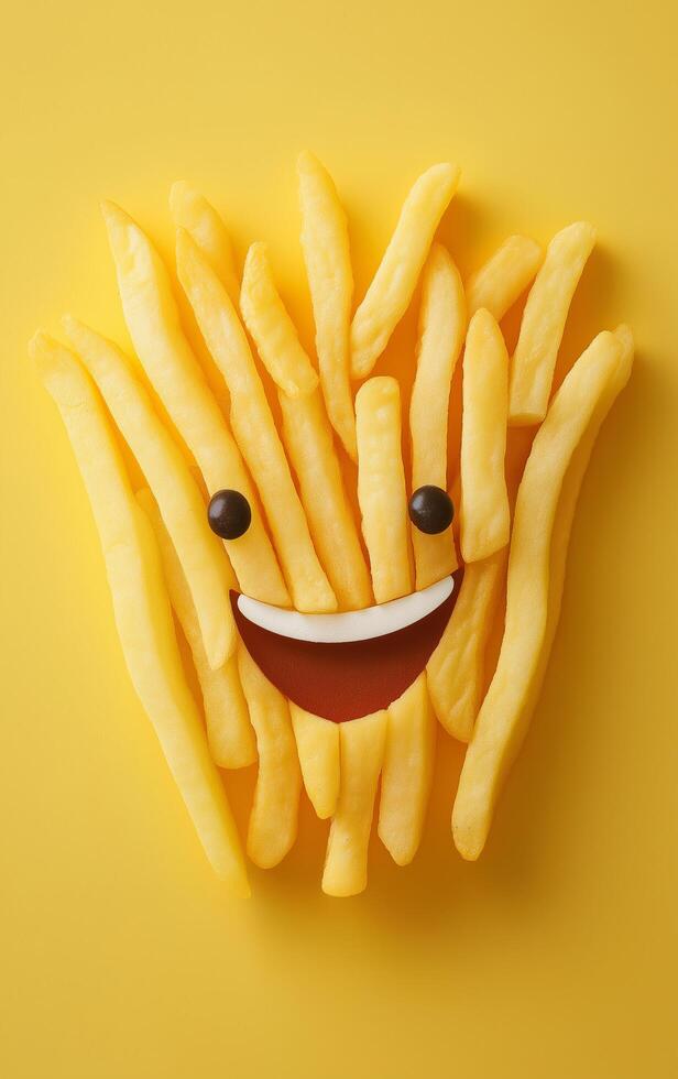 French Fries Arranged in the Shape of a Smiling Face photo