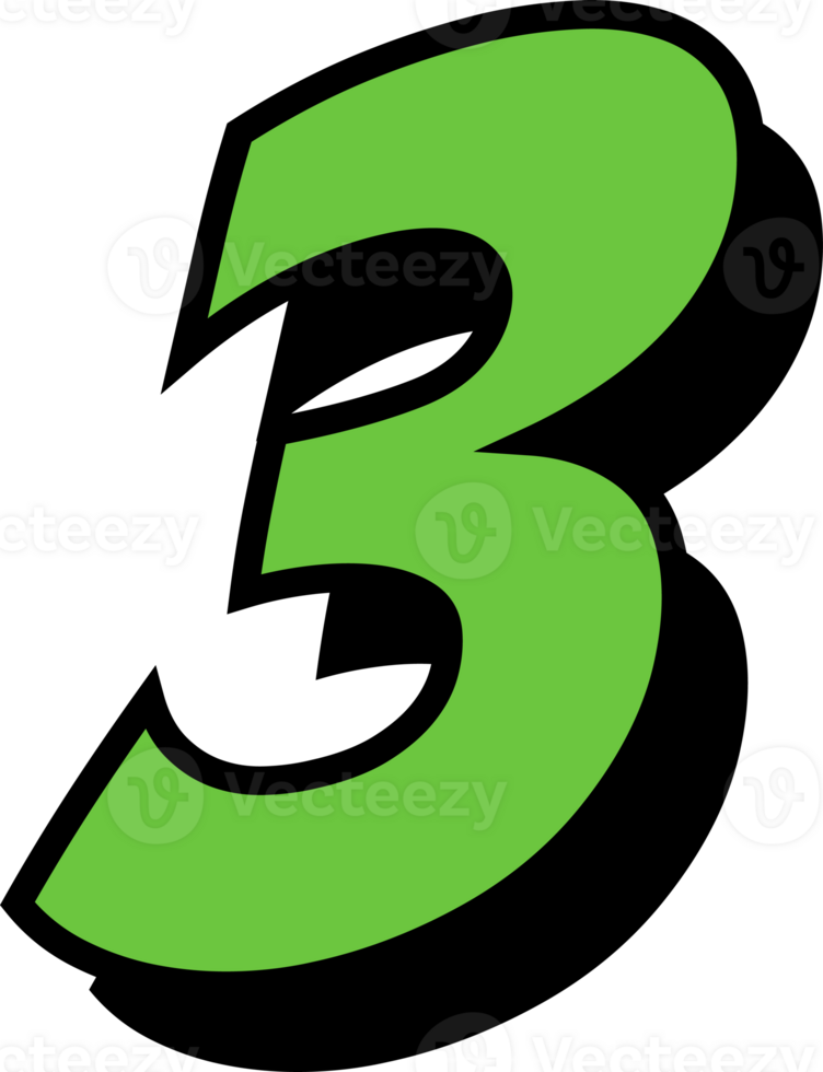 3 number 3d style colorful modern typography png