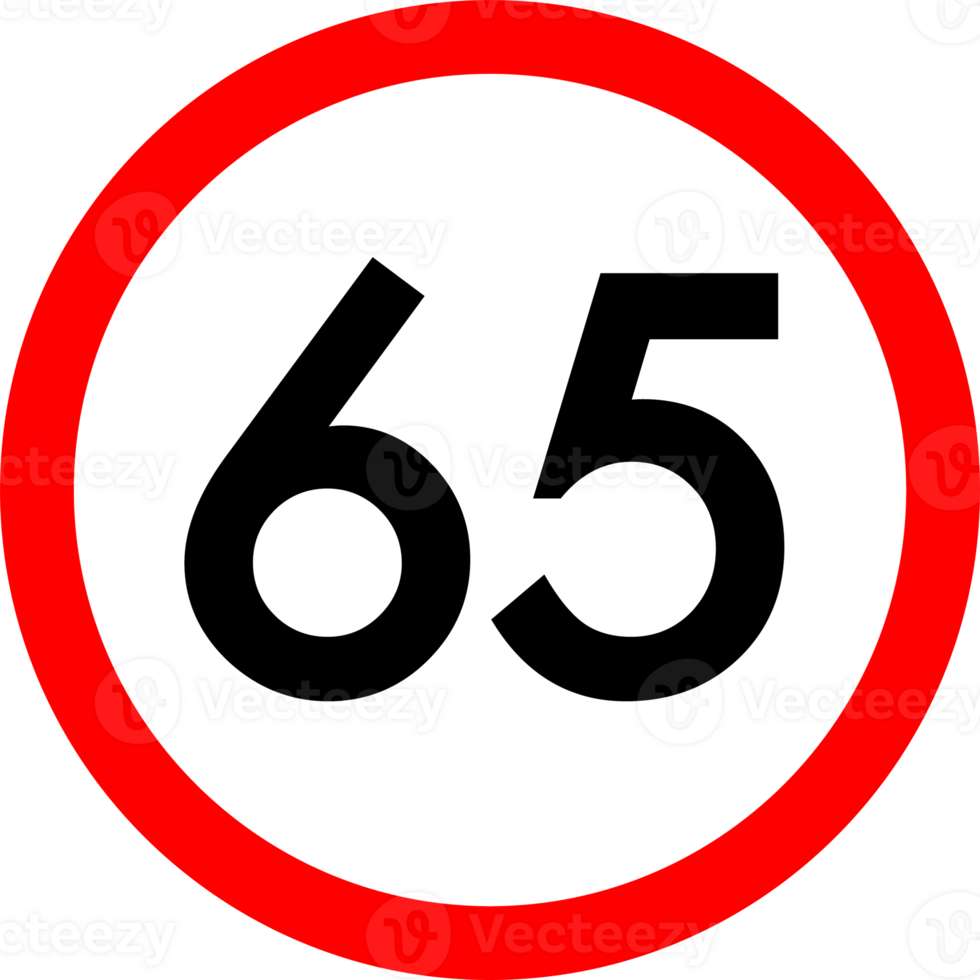 Speed limit 65 round road traffic icon png