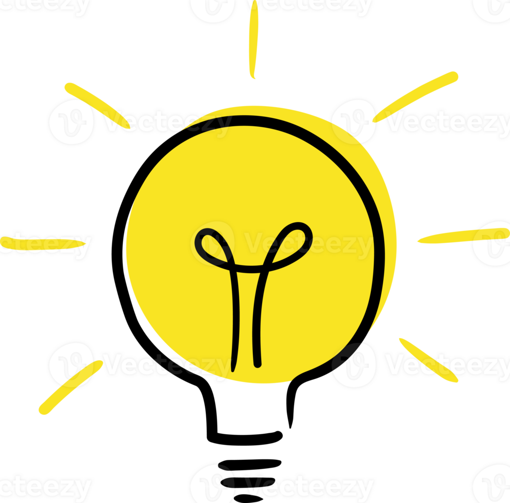 Lightbulb symbol line hand draw style png
